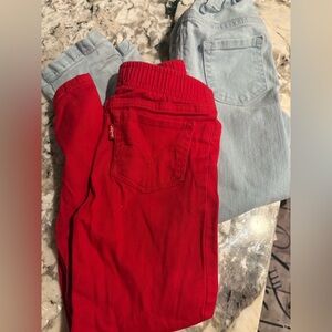 Levi's Women's Vibrant Red and Soft Blue Jeans